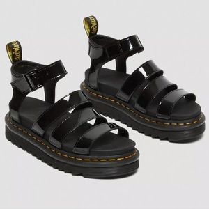 Dr. Marten’s Blaire Patent Leather Strap Sandals - Black